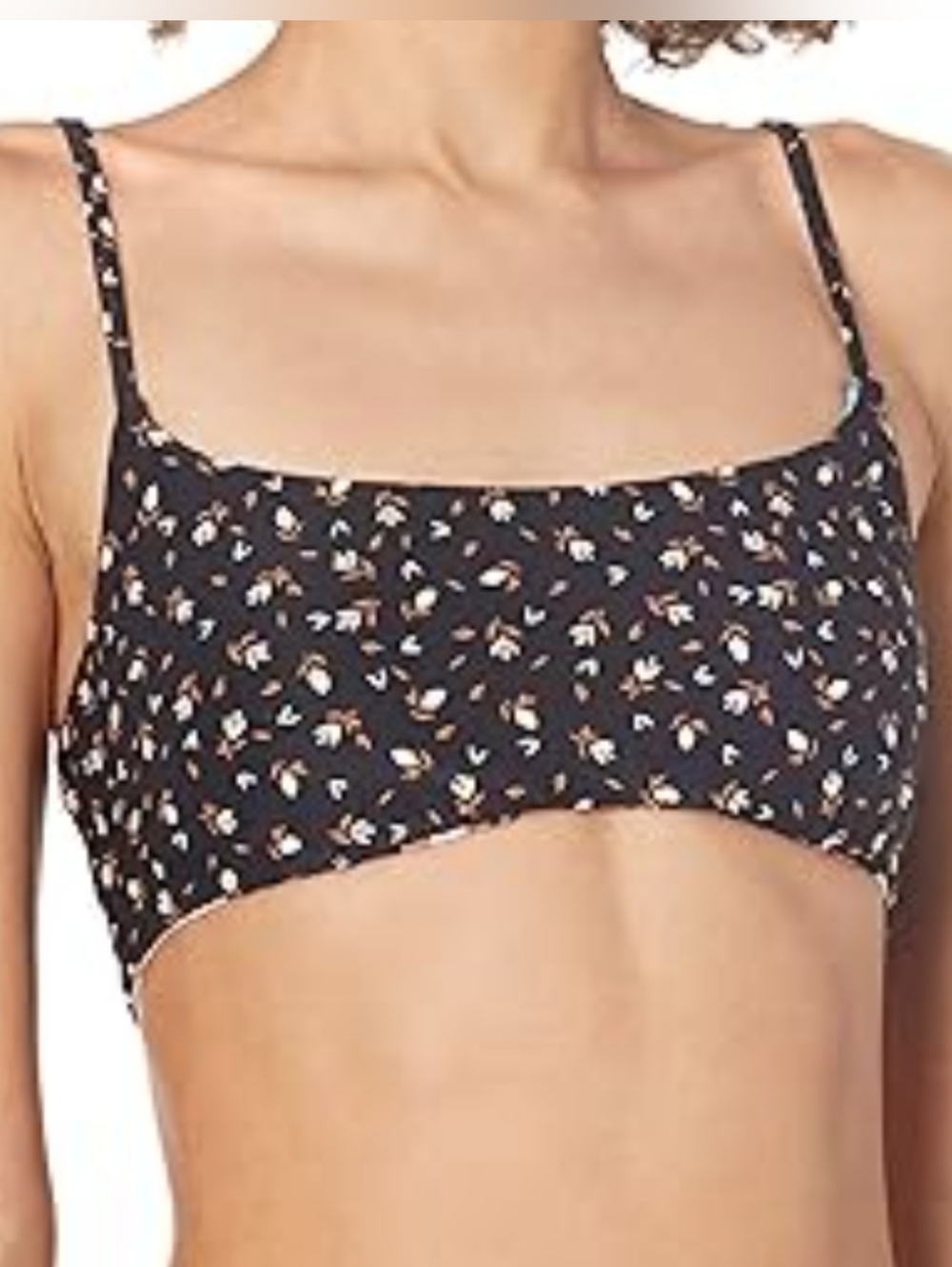 Billabong Women's Reversible Black Floral & Tropical Swim Bikini Top Size XS